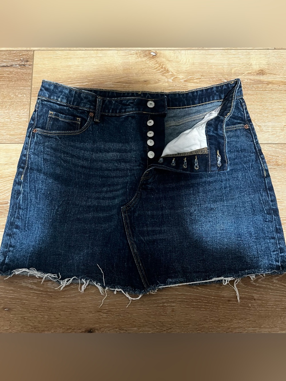 Old Navy Dark Indigo Denim Skirt with Button Front